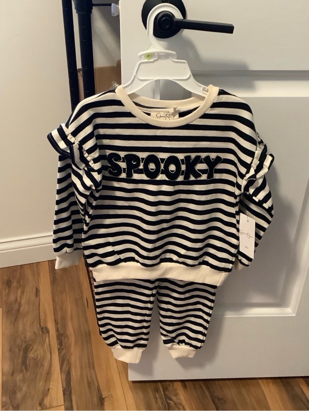 Spooky Striped Kids Set - Black & Cream
